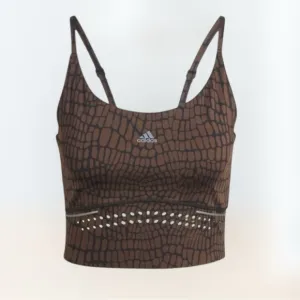 Adidas HIIT 45 SECONDS CROCO CROP TANK TOP | Sports Bra | Brown | Sz XLarge NWT