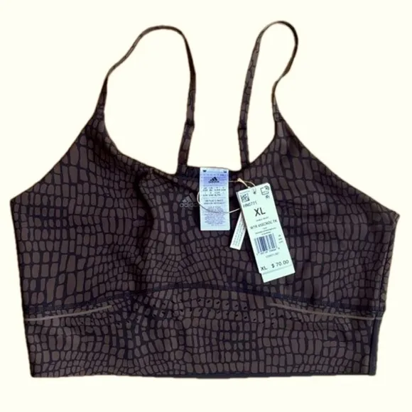Adidas HIIT 45 SECONDS CROCO CROP TANK TOP | Sports Bra | Brown | Sz XLarge NWT