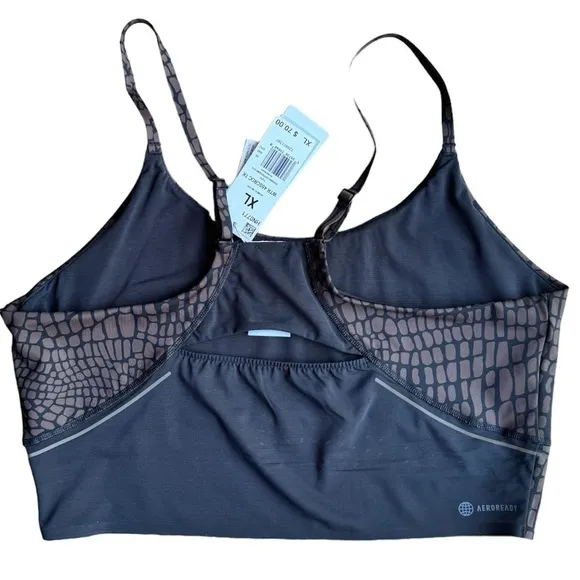Adidas HIIT 45 SECONDS CROCO CROP TANK TOP | Sports Bra | Brown | Sz XLarge NWT
