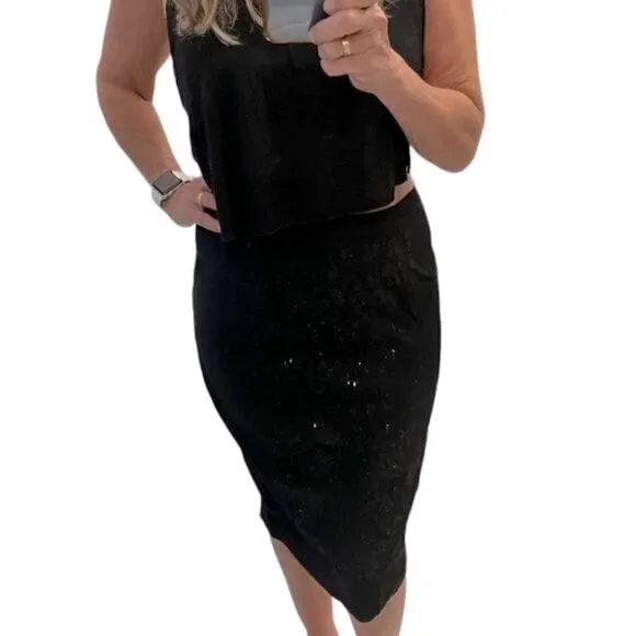 A.L.C Black Lee Crystal Embellished Rhinestone Leopard Pencil Skirt.Size 10