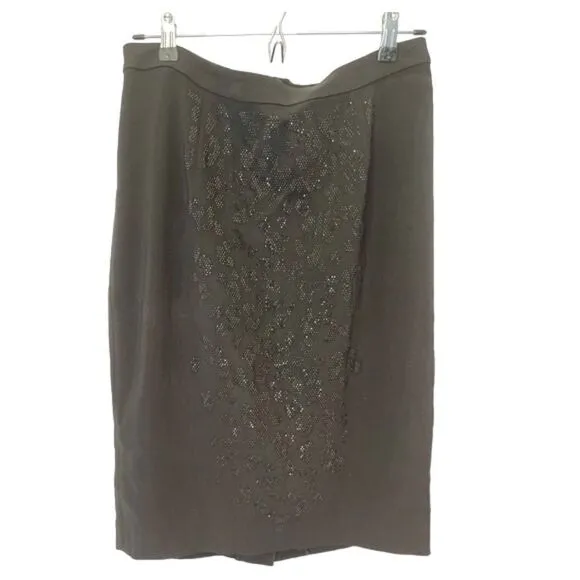 A.L.C Black Lee Crystal Embellished Rhinestone Leopard Pencil Skirt.Size 10