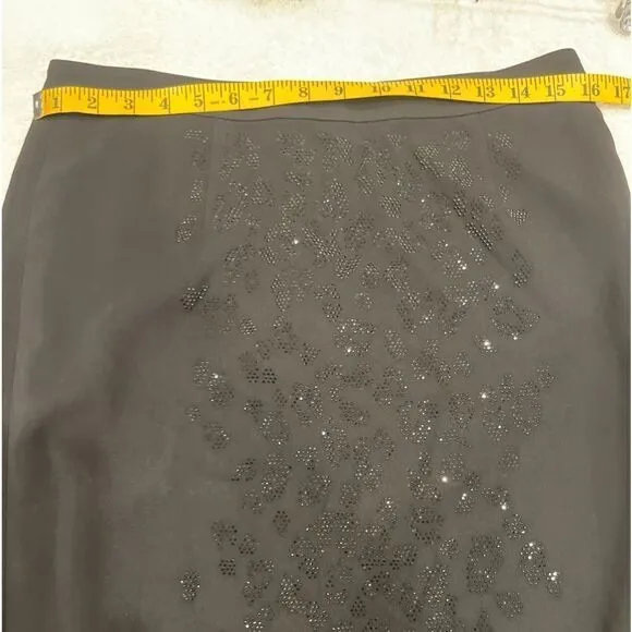 A.L.C Black Lee Crystal Embellished Rhinestone Leopard Pencil Skirt.Size 10