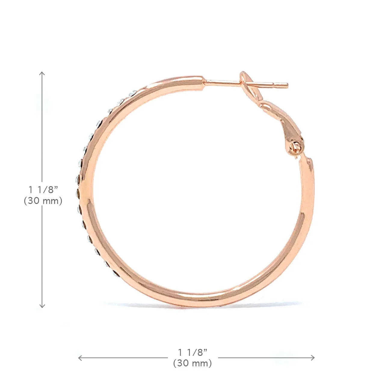 Amelia Small Pave Hoop Earrings with White Clear Round Crystals from Swarovski Rose Gold Plated