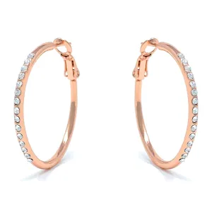 Amelia Small Pave Hoop Earrings with White Clear Round Crystals from Swarovski Rose Gold Plated
