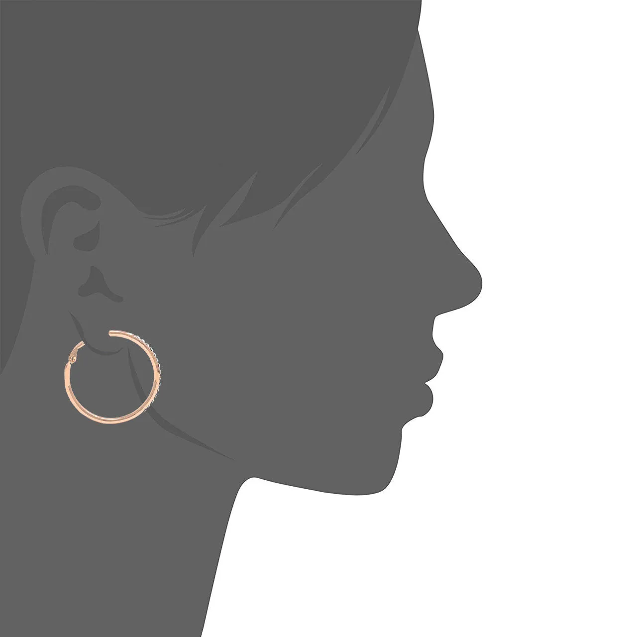 Amelia Small Pave Hoop Earrings with White Clear Round Crystals from Swarovski Rose Gold Plated