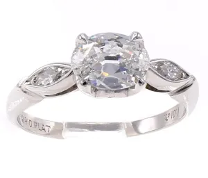 Antique Cut Oval Diamond Platinum Diamond Engagement Ring