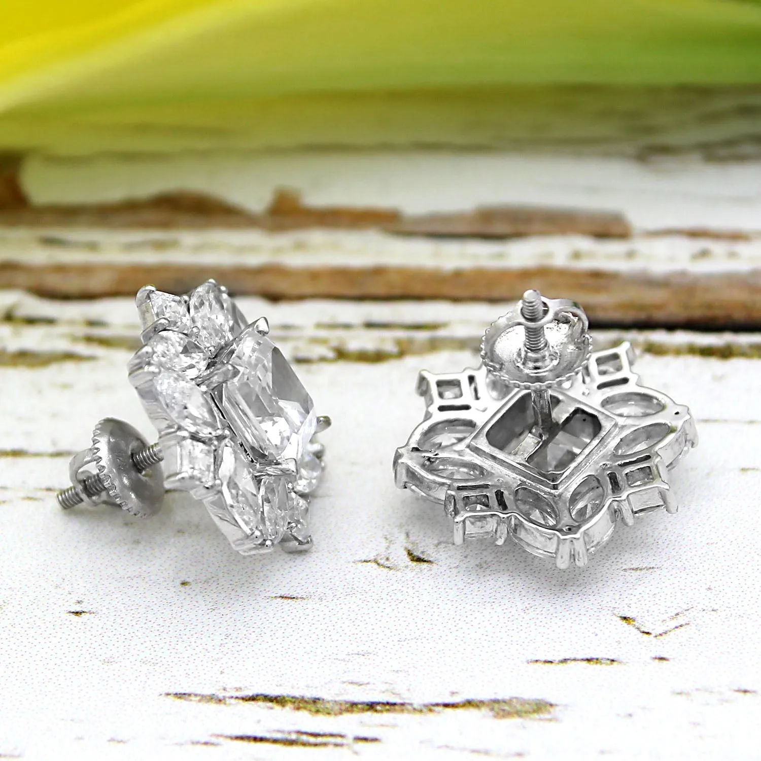 Art Deco Asscher Cut Cocktail Wedding Earrings