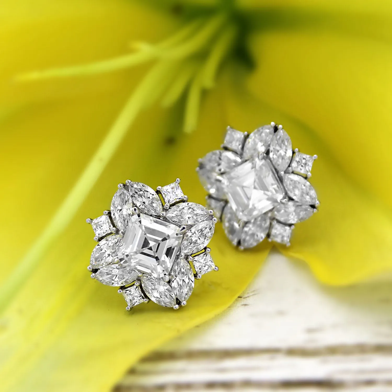 Art Deco Asscher Cut Cocktail Wedding Earrings