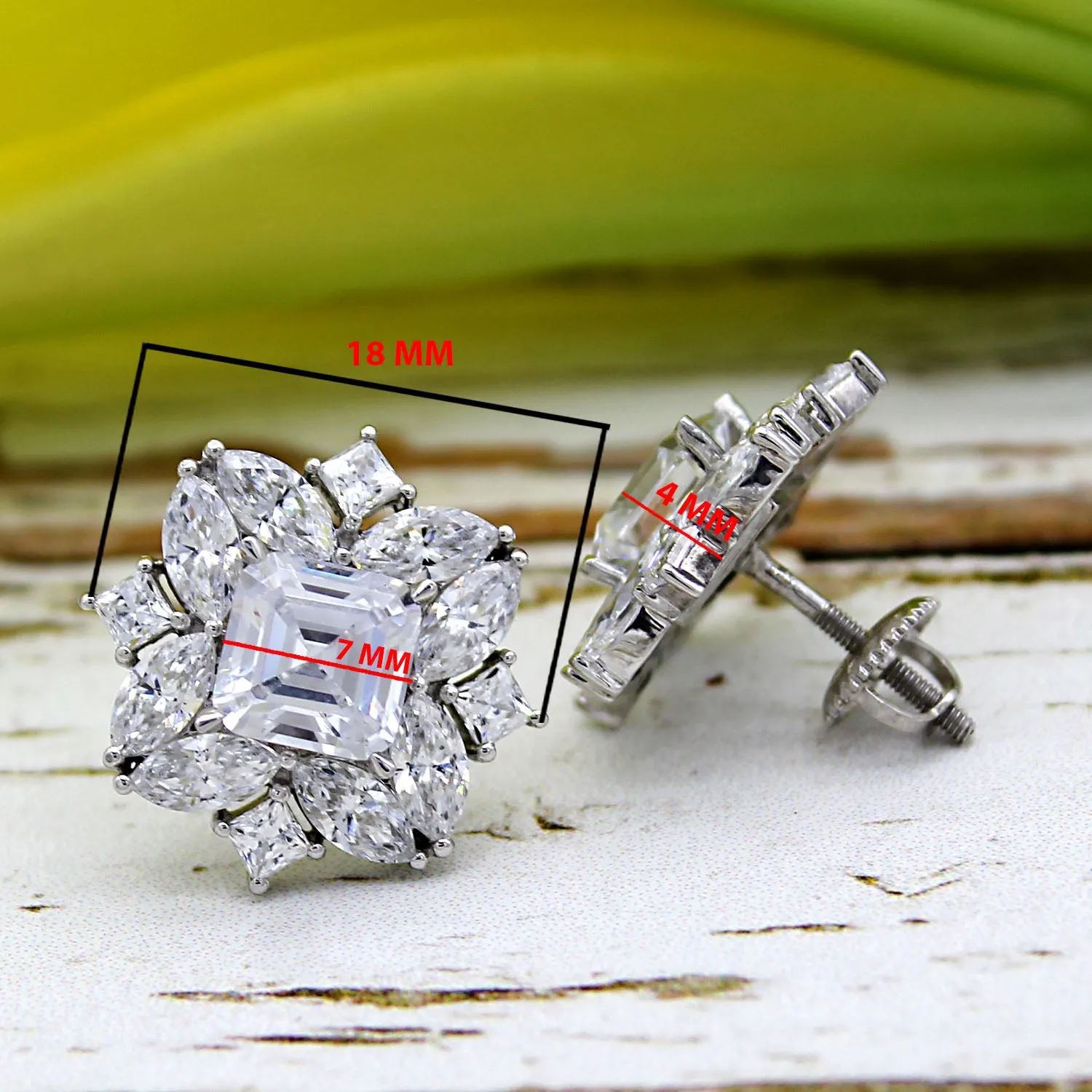 Art Deco Asscher Cut Cocktail Wedding Earrings