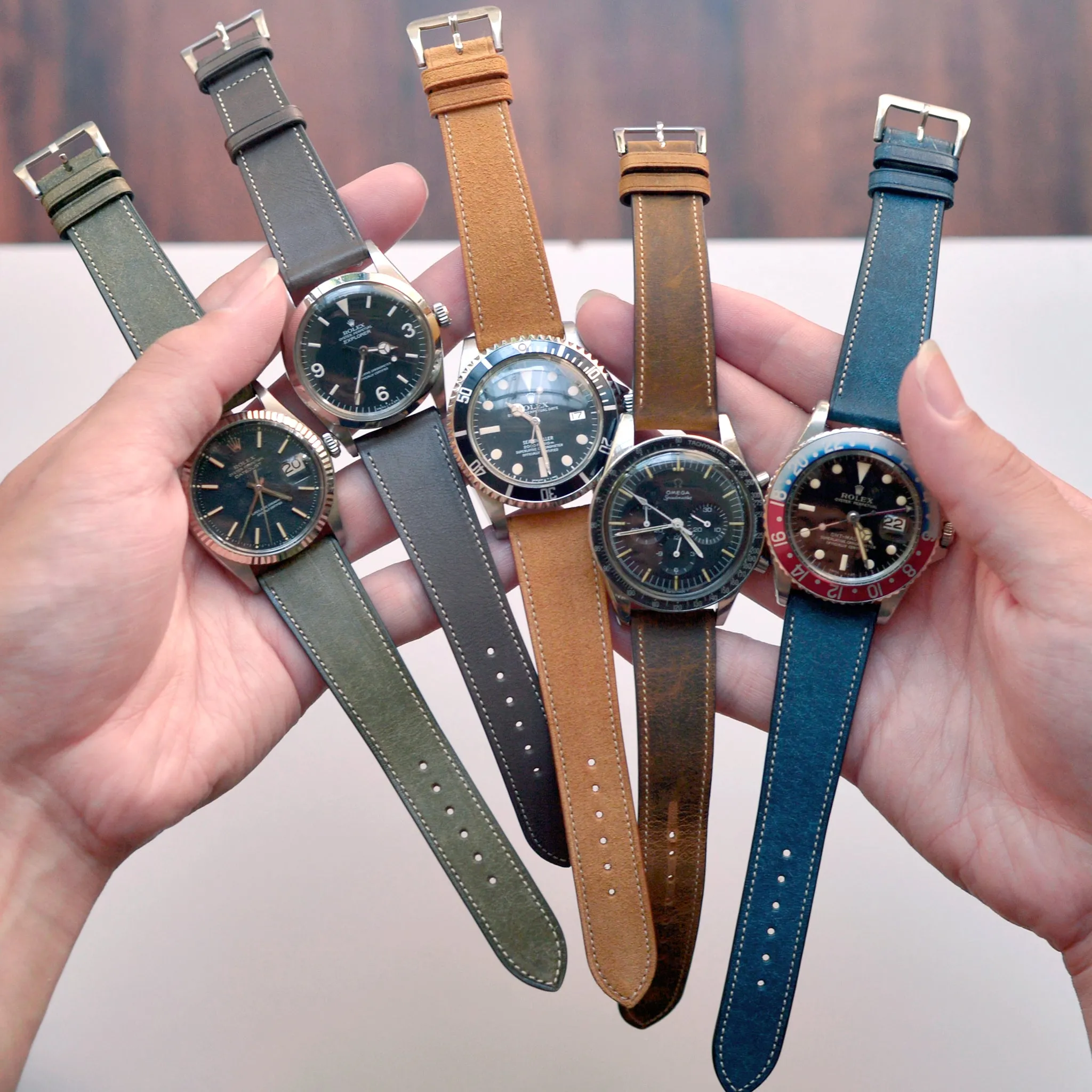 ASH GREEN DISTRESSED CALF STANDARD STRAP