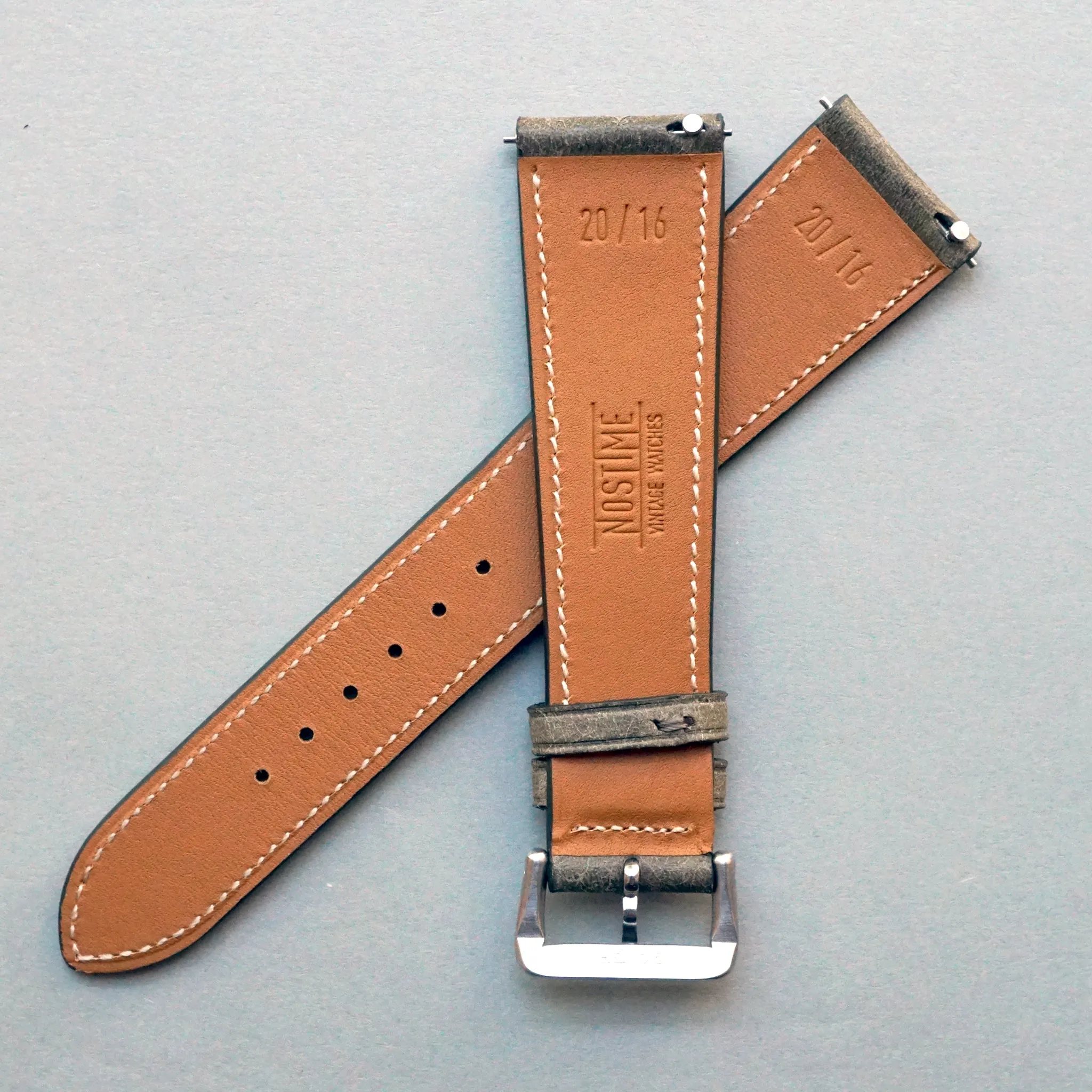 ASH GREEN DISTRESSED CALF STANDARD STRAP