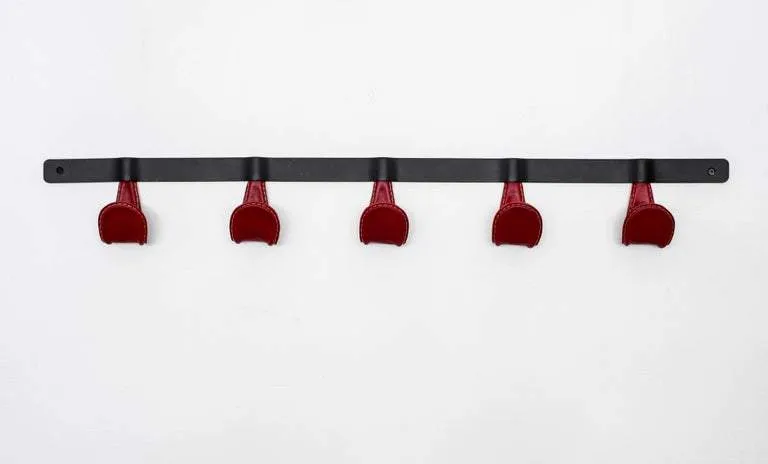 Atelier Leather and Iron Coat Rack - Red