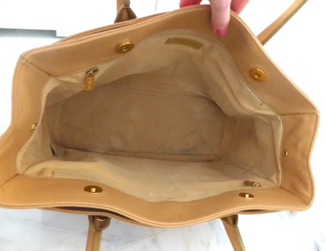 Authentic Chanel Cerf Executive Tan Caviar Tote