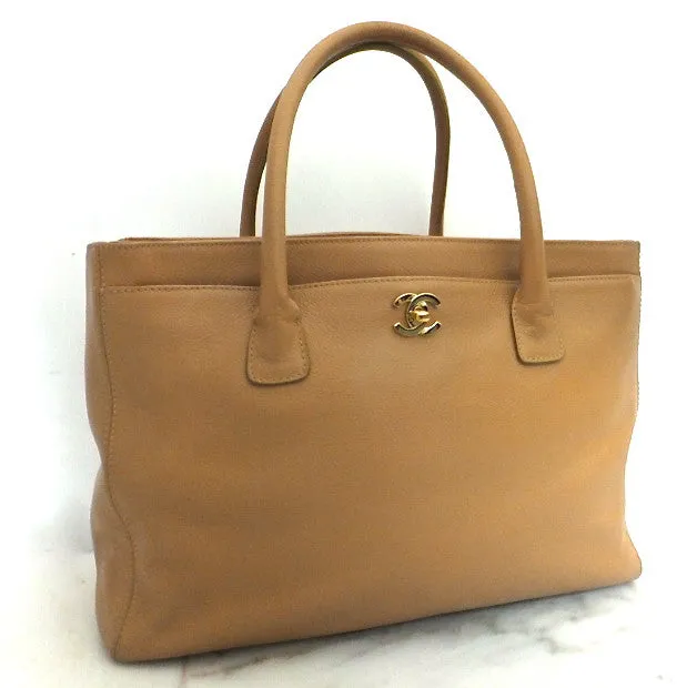 Authentic Chanel Cerf Executive Tan Caviar Tote
