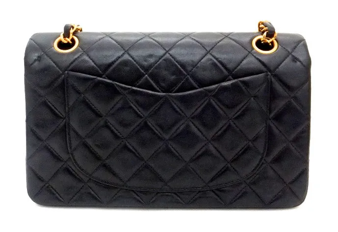 Authentic Chanel Vintage Black Lambkskin 2.55 9” Flapover