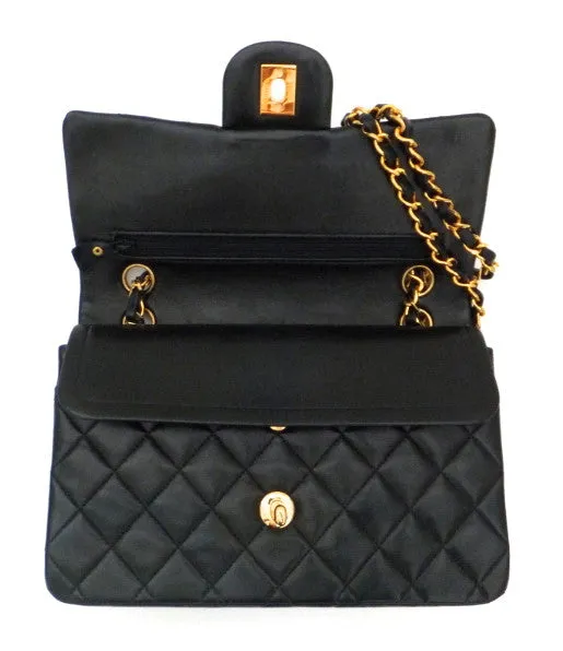 Authentic Chanel Vintage Black Lambkskin 2.55 9” Flapover