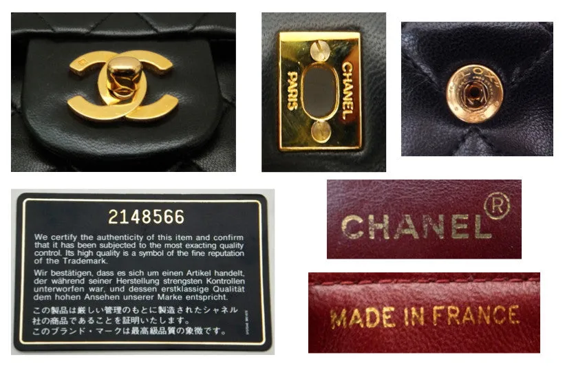 Authentic Chanel Vintage Black Lambkskin 2.55 9” Flapover
