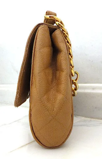 Authentic Chanel Vintage Tan Caviar Mini Flapover