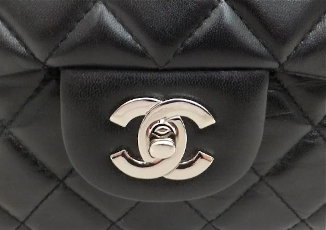 Authentic NEW Chanel Black Lamb with Silver Hardware Maxi Jumbo