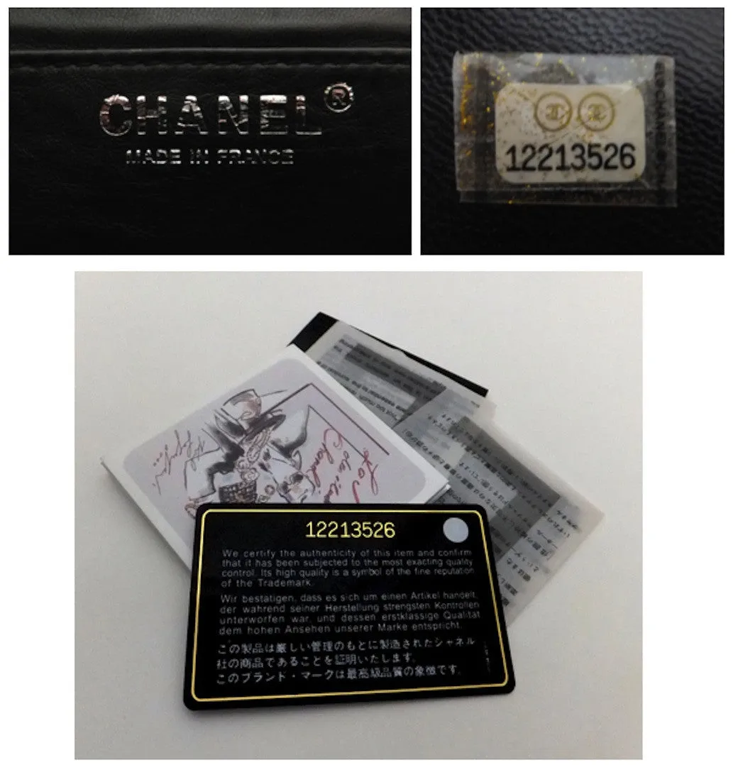 Authentic NEW Chanel Black Lamb with Silver Hardware Maxi Jumbo
