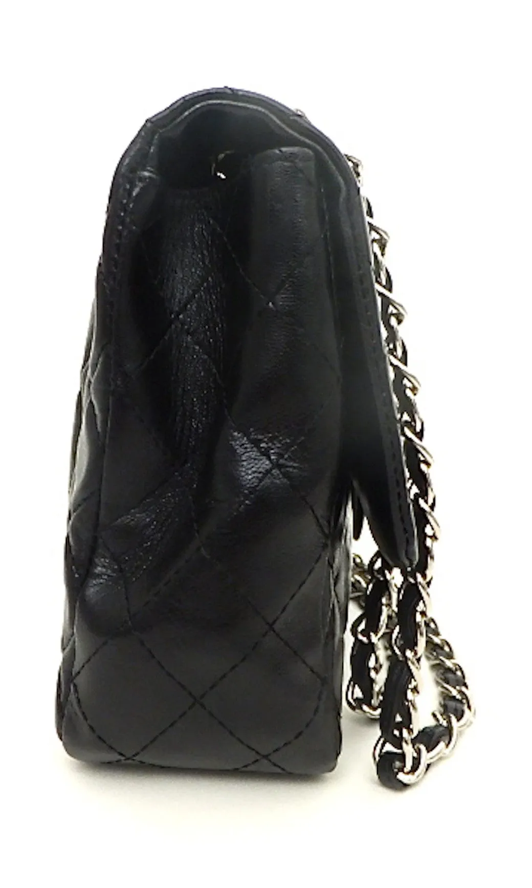 Authentic NEW Chanel Black Lamb with Silver Hardware Maxi Jumbo