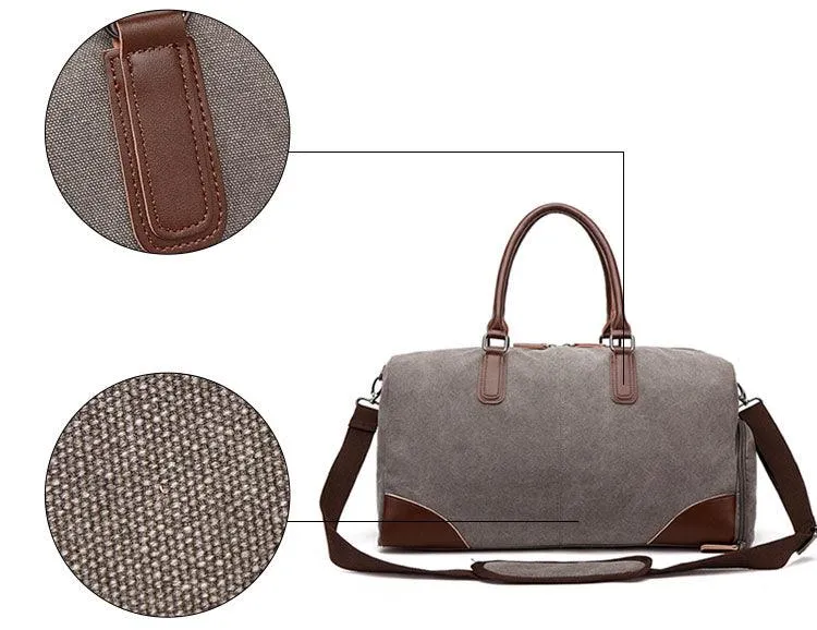 Authentic Unisex Leather And Canvass Mini Travelers Bag- Black