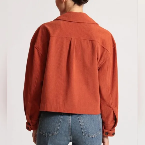 Avec Les Filles Corduroy Jacket Womens L Rust Orange Shacket NEW