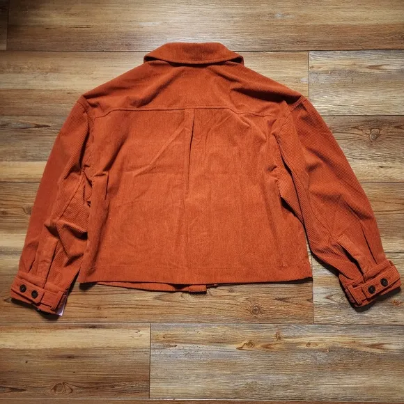 Avec Les Filles Corduroy Jacket Womens L Rust Orange Shacket NEW