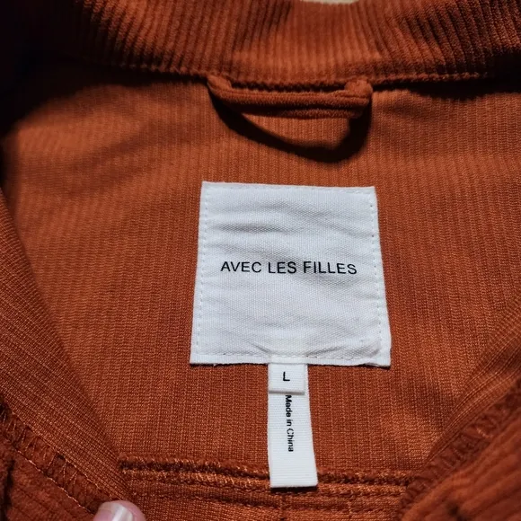 Avec Les Filles Corduroy Jacket Womens L Rust Orange Shacket NEW