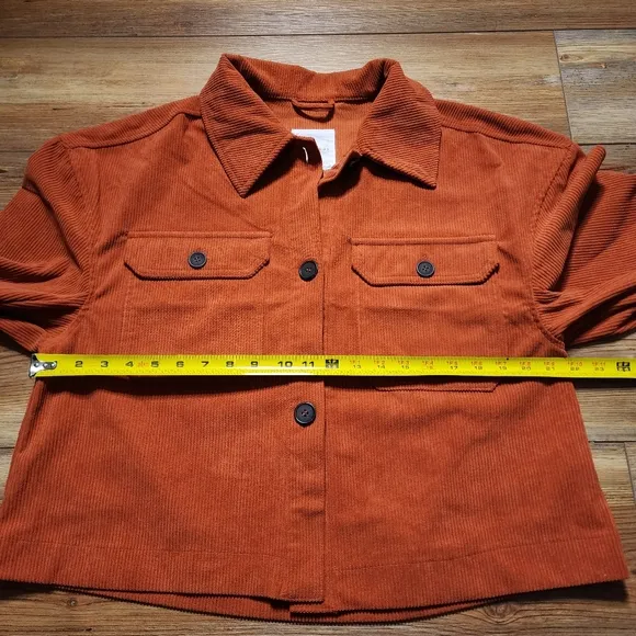 Avec Les Filles Corduroy Jacket Womens L Rust Orange Shacket NEW