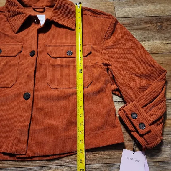 Avec Les Filles Corduroy Jacket Womens L Rust Orange Shacket NEW