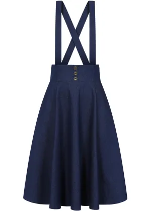 Banned Dottie Denim 50's Swing Skirt Blue