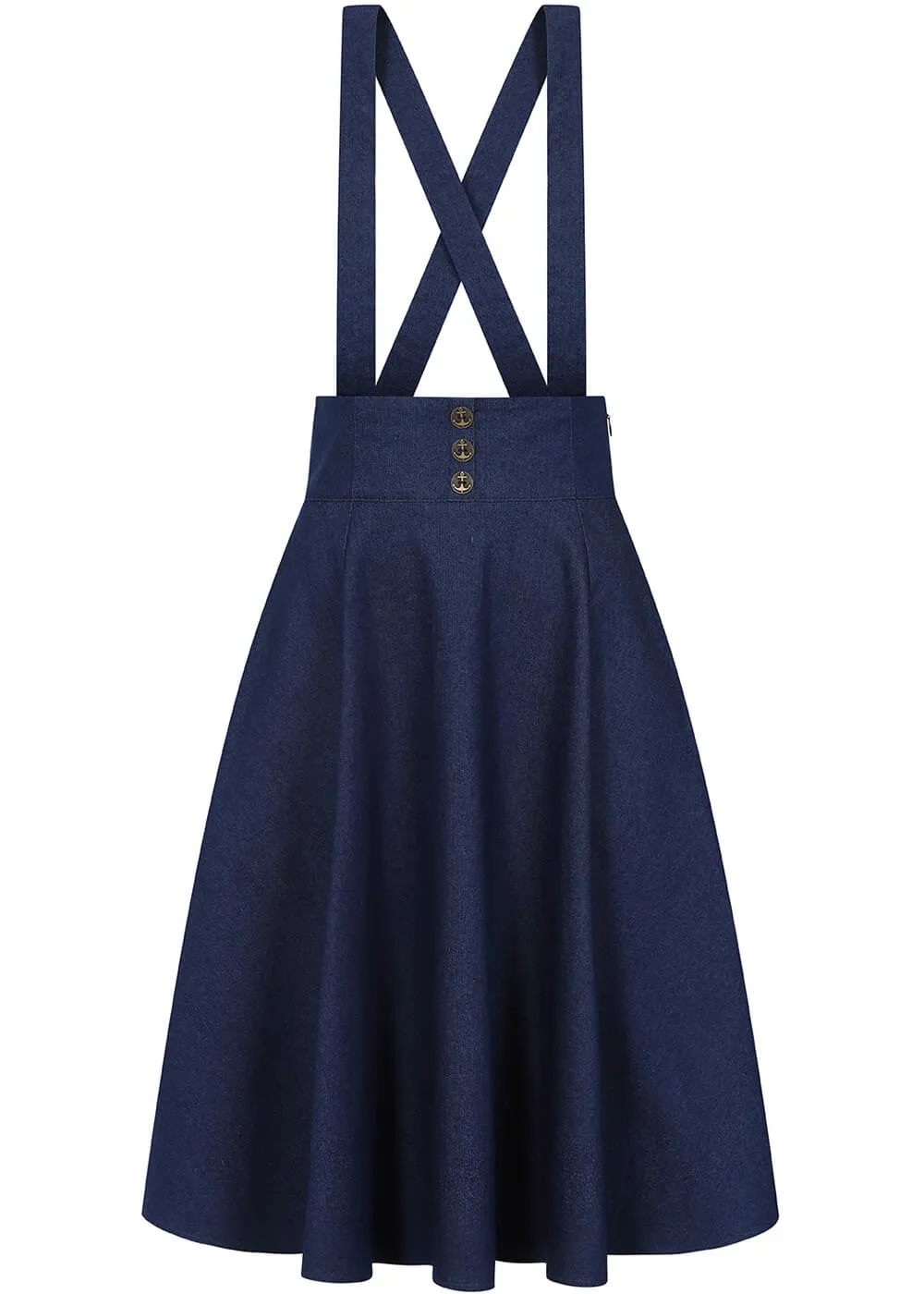 Banned Dottie Denim 50's Swing Skirt Blue