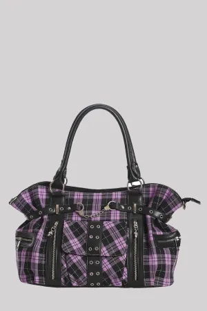 Banned Rise Up Gothic Handcuff Punk Bag, Purple