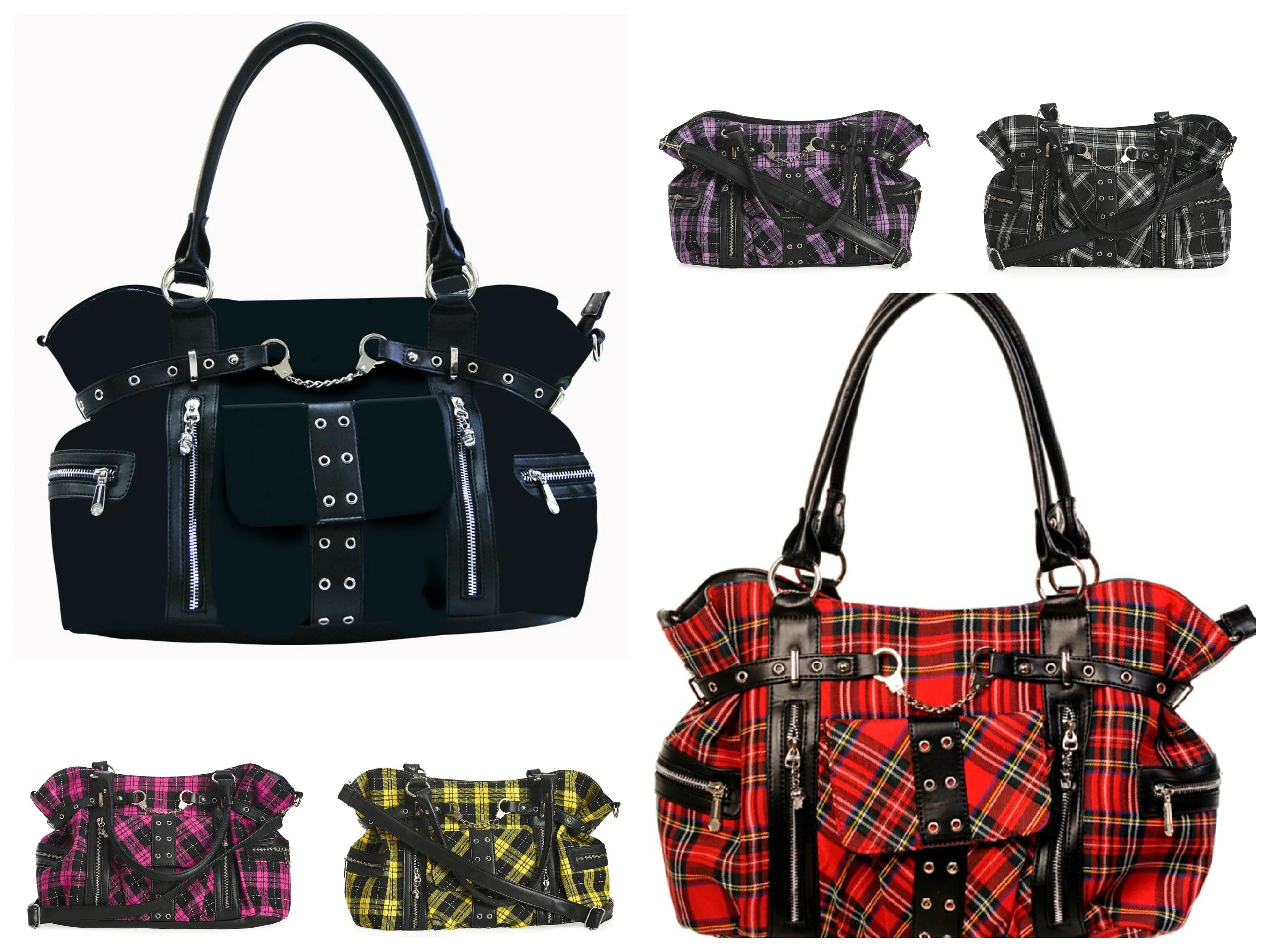 Banned Rise Up Gothic Handcuff Punk Bag, Purple
