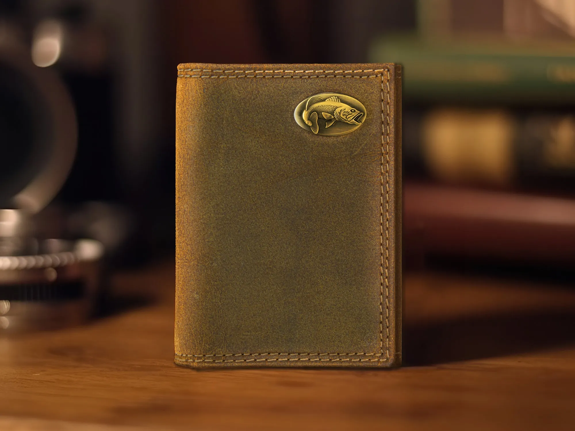Bass Vintage Tan Leather Trifold Wallet