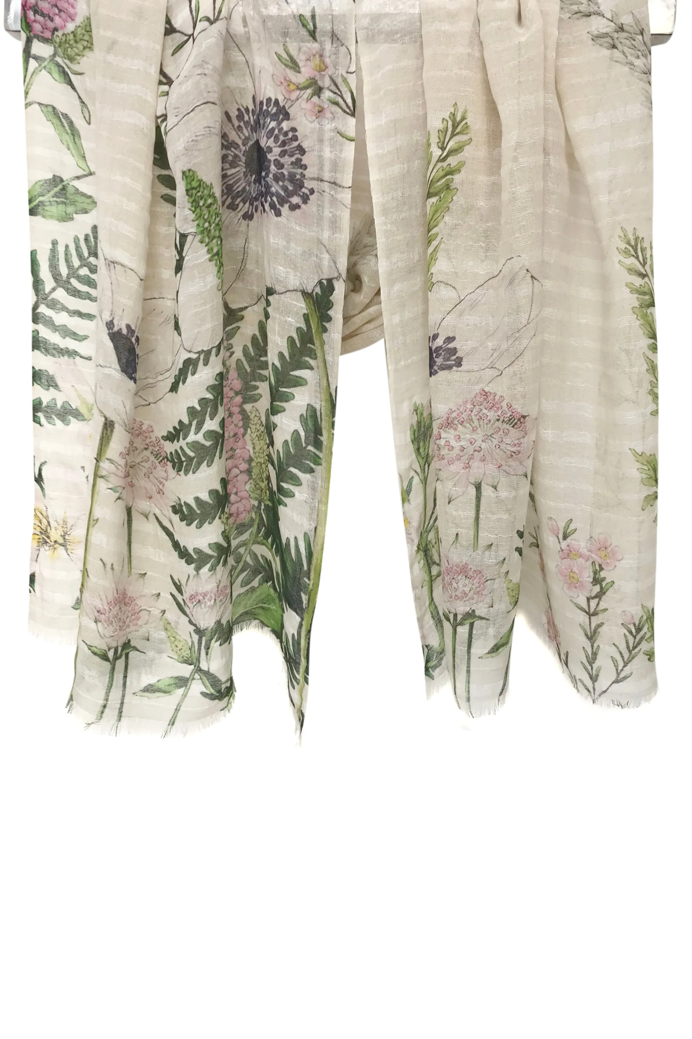 Beige Floral Silk Scarf