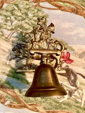 Bell Vintage Brass with Fox Hunter Finial and Royal Lion or Griffin Attachment Plate