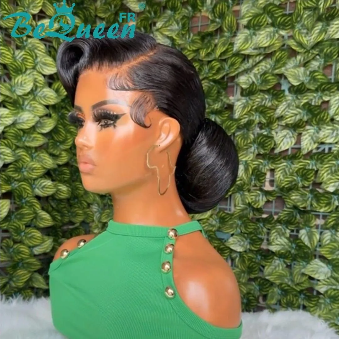 BeQueen “Rodolfo” Perruque de mariage noir Chignon avec Lace Frontale 13x4