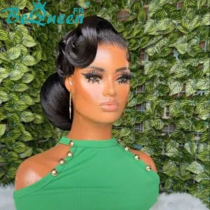 BeQueen “Rodolfo” Perruque de mariage noir Chignon avec Lace Frontale 13x4