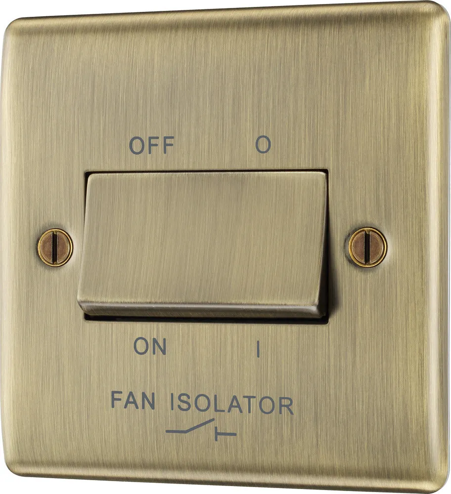 BG NAB15 Nexus Metal Fan Isolator Switch TP 10A - Antique Brass