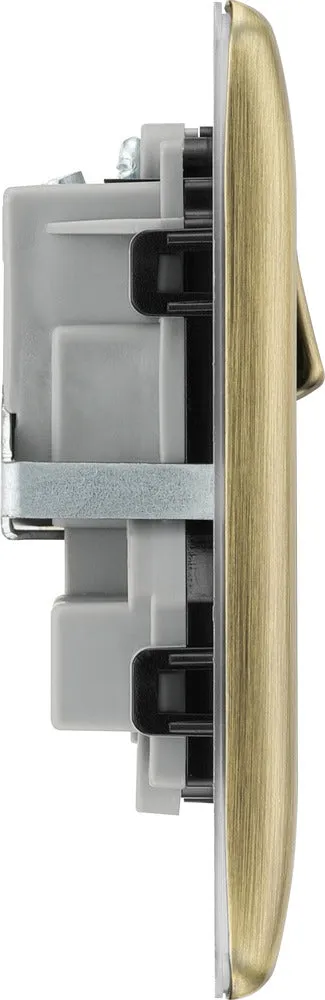 BG NAB22B Nexus Metal Double Socket 13A - Black Insert - Antique Brass