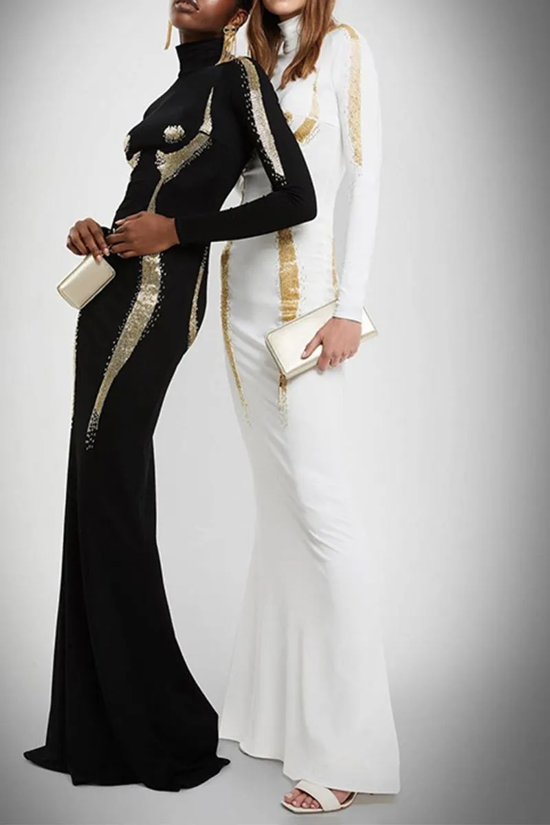BH0133 Graphic Maxi Long Dress