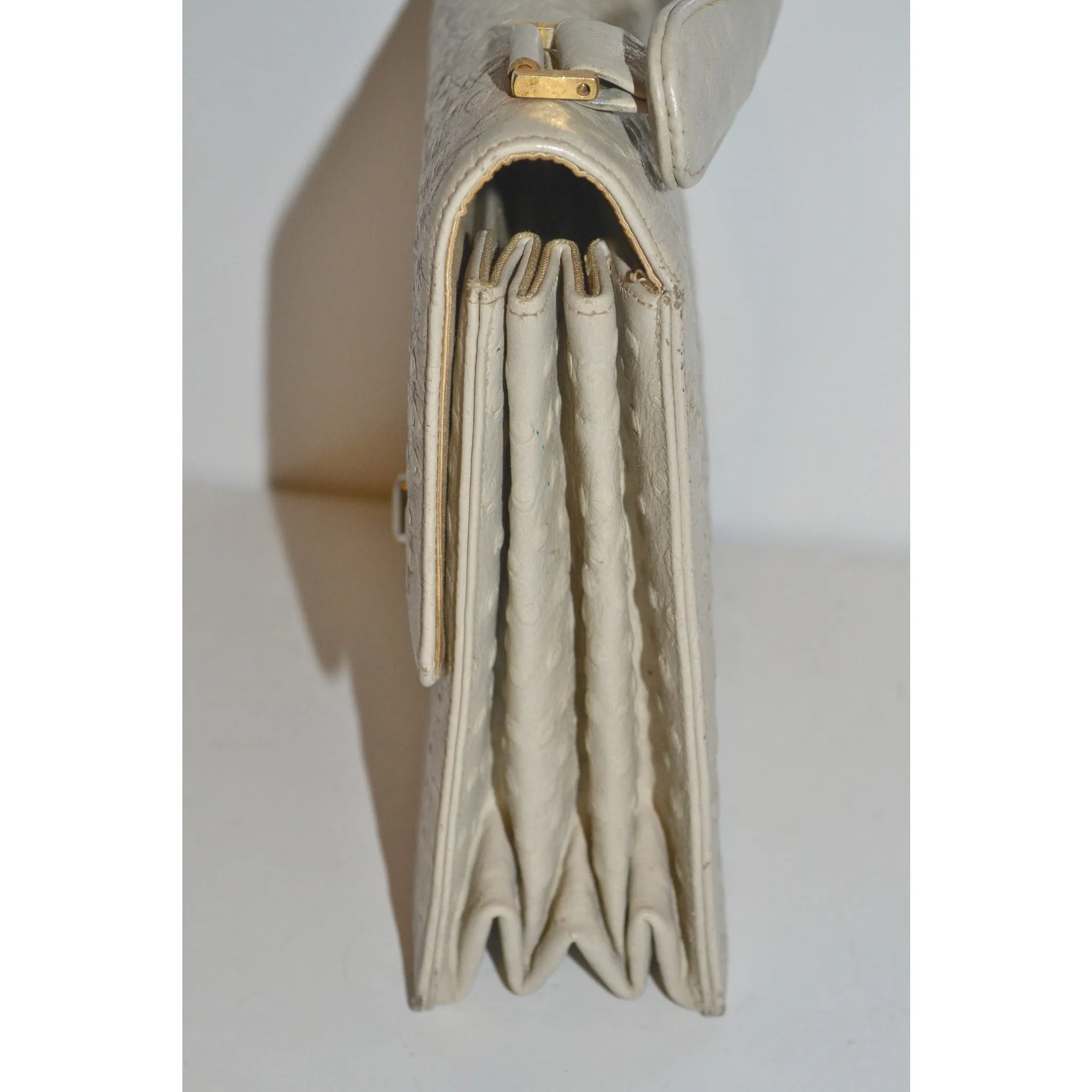 Biege Faux Ostrich Purse By Bienen-Davis