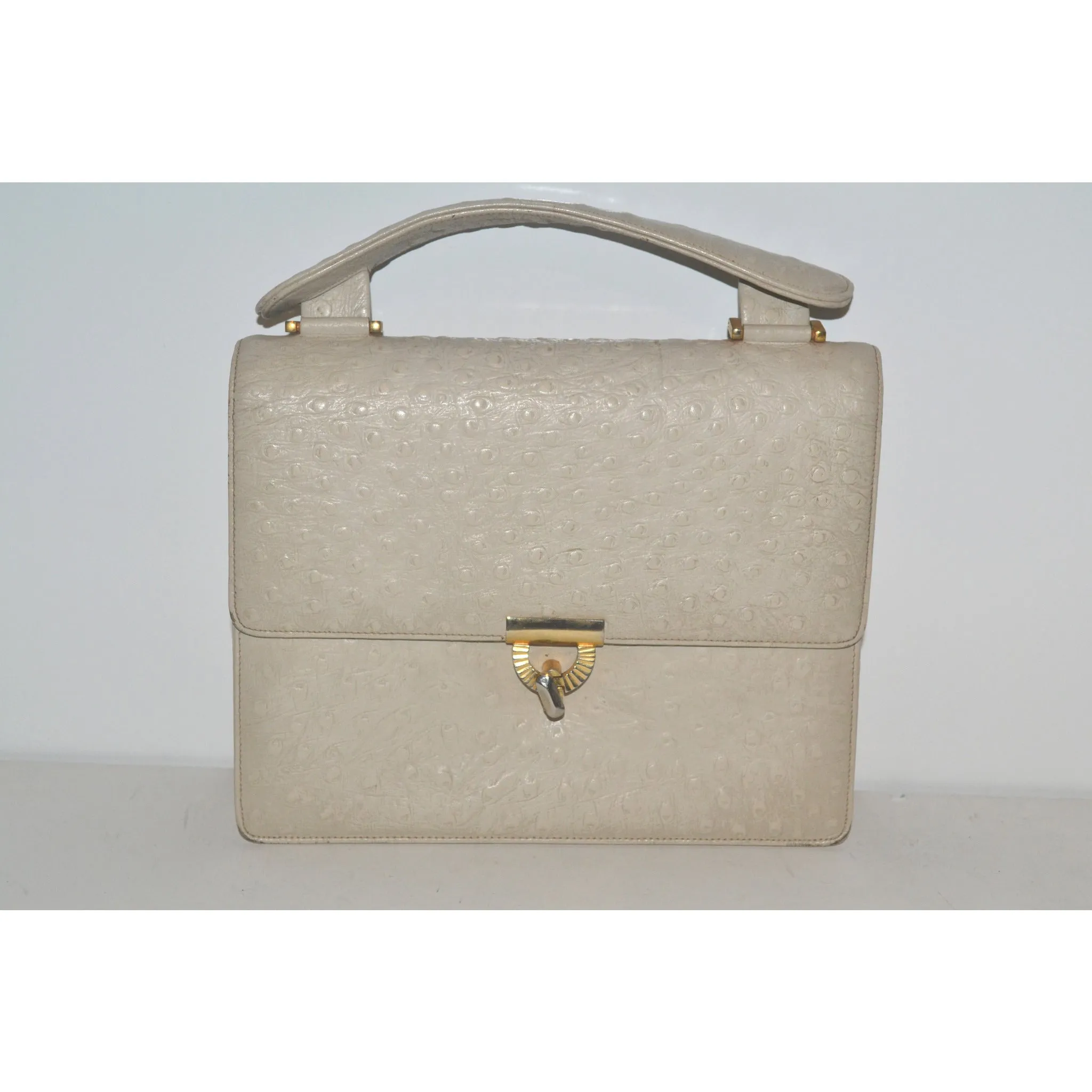 Biege Faux Ostrich Purse By Bienen-Davis
