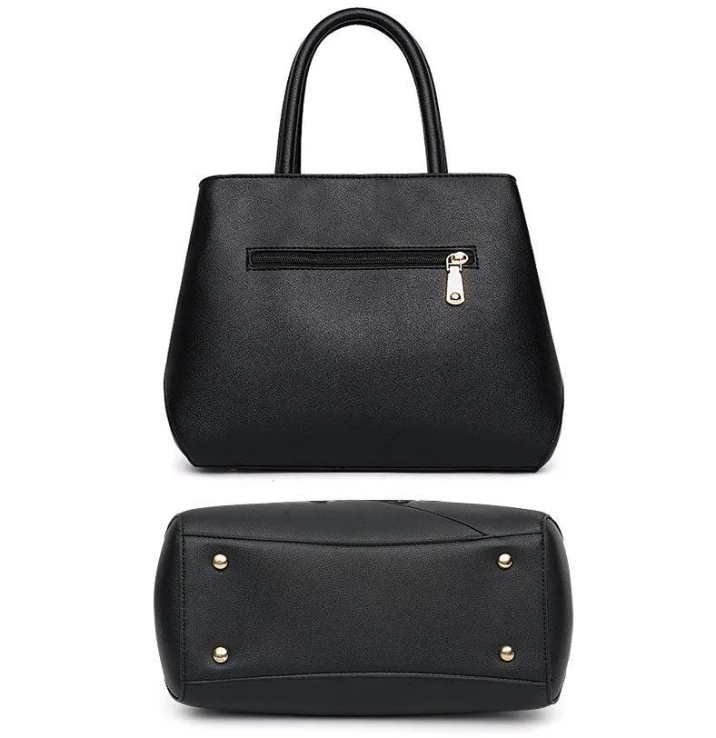 Black French Fur Cham Shape Tote Handbag