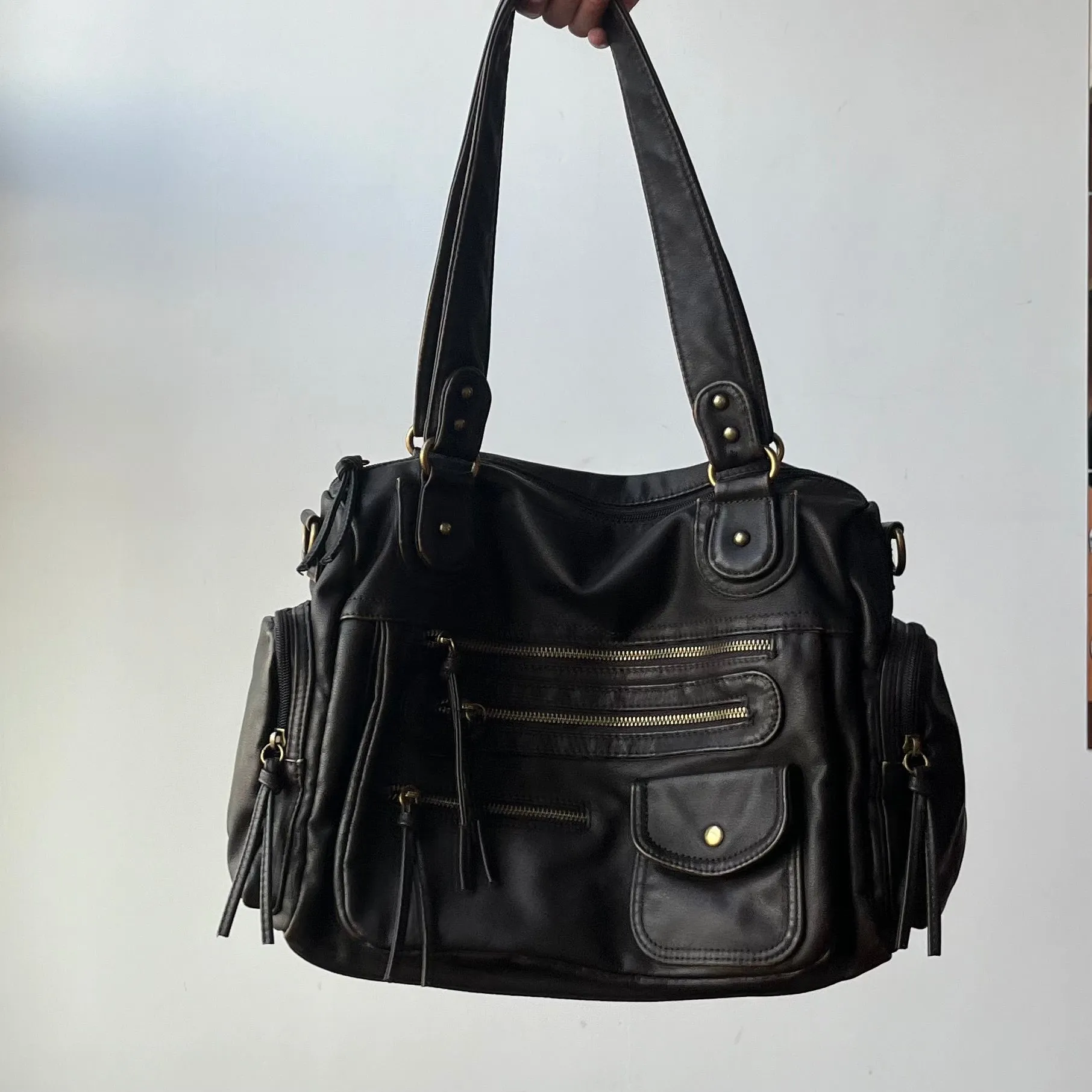 Black Vintage Inspired Large Capacity Bag