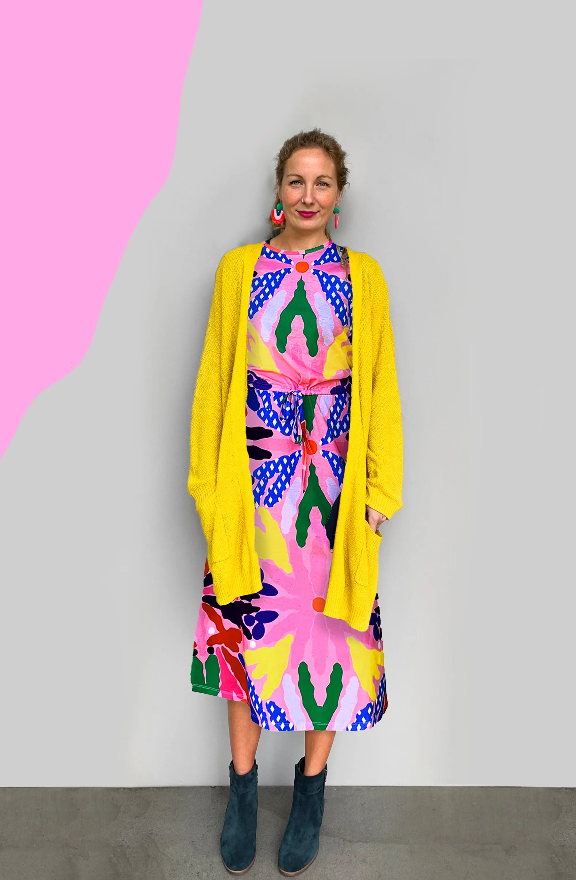 Bloom Bomb 100% Organic Jersey Draw String Dress