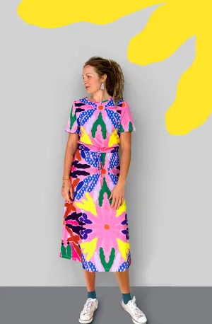 Bloom Bomb 100% Organic Jersey Draw String Dress