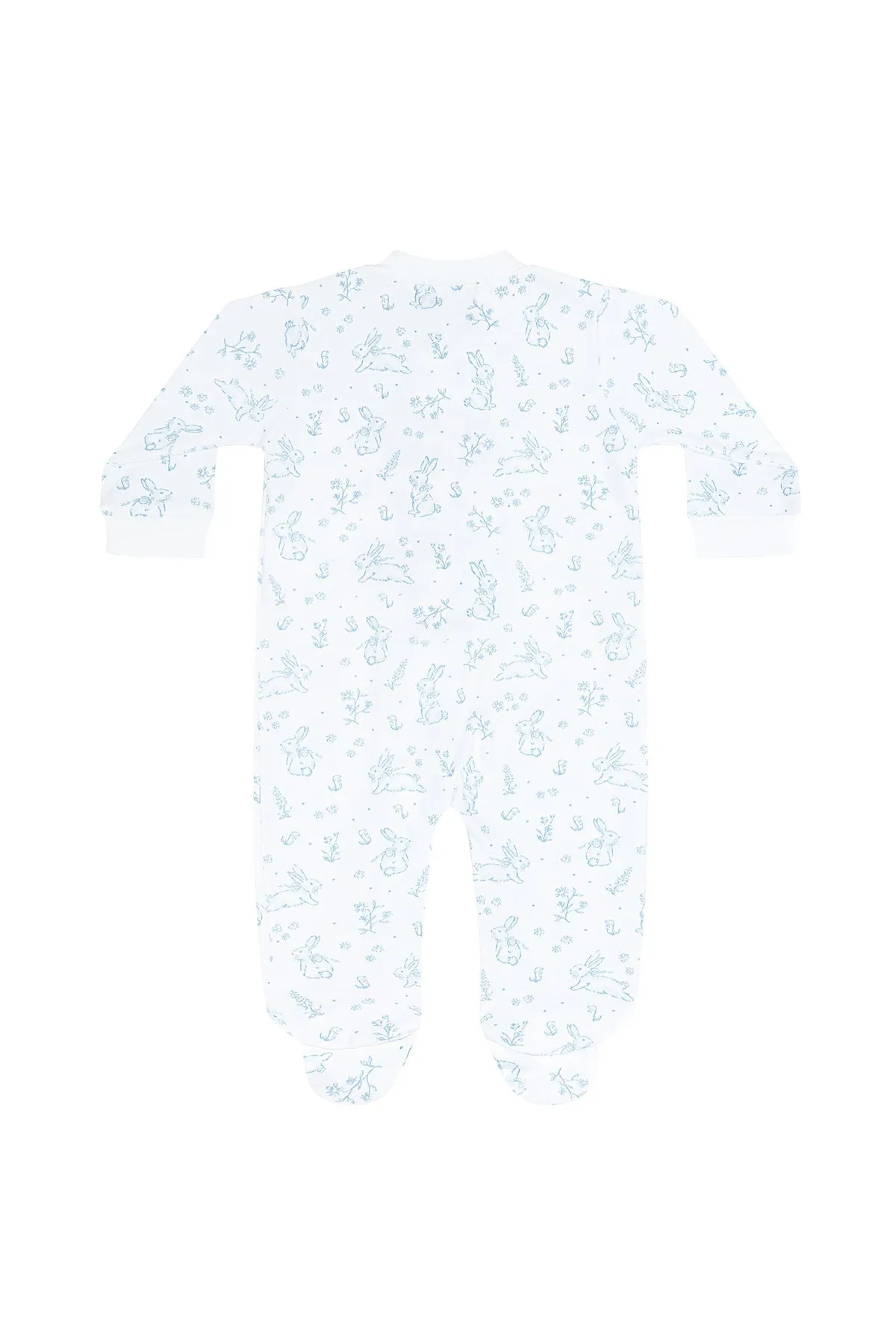 Blue Bunny Toile Zipper Footie